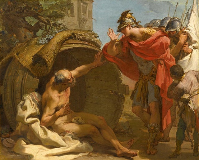 Alexandre e Diógenes, uma pintura de Gaetano Gandolfi (1792) : r/Filosofia