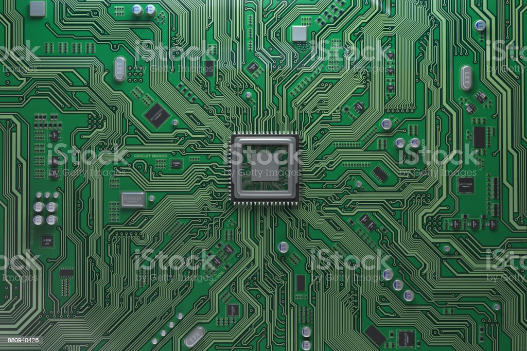 Placa Base Del Ordenador Con Cpu Circuito Sistema Chip Con Procesador De Núcleo Fondo De Tecnología De Computadora Foto de stock y más banco de imágenes de Tablero de circuitos - iStock